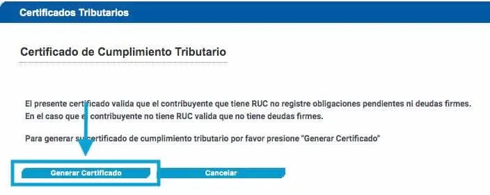 certificado de cumplimiento tributario