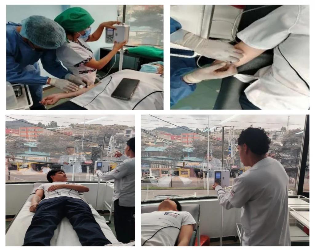 Estudiantes aprenden a manejar bombas de infusión