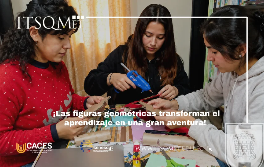 Estudiantes realizan títeres con figuras geométricas